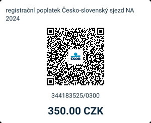 Kod QR opłaty rejestracyjnej w koronach czeskich